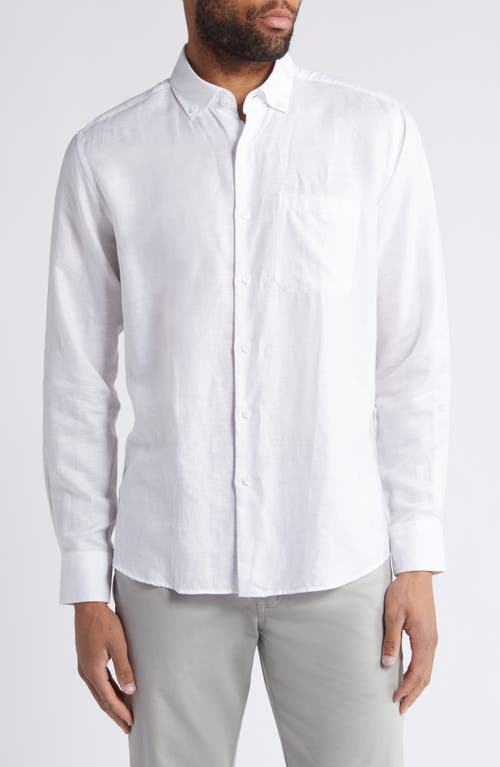 Solid Linen & Lyocell Twill Button-Down Shirt in White