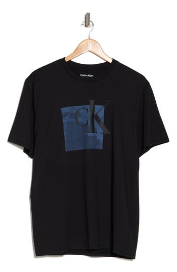 Calvin Klein Abstract Box Monogram Logo Graphic T-shirt In Black