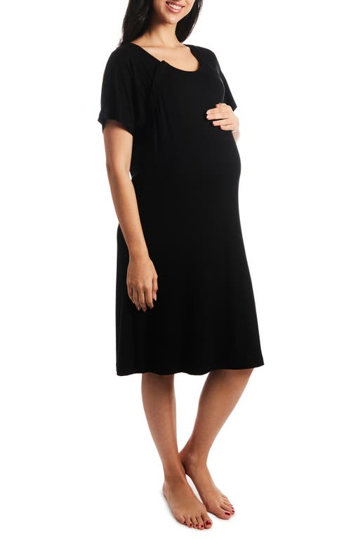 Rosa Jersey Maternity Hospital Gown in Black