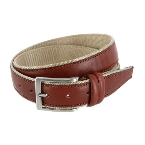 Shop Trafalgar The Back Nine 35mm Full Grain Leather With Nylon Lining Casual Golf Belt In Cognac With Tan Lining