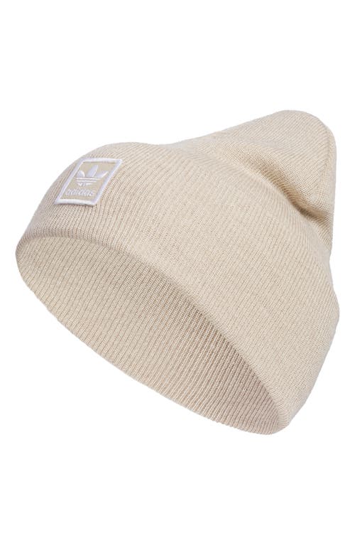 Adidas Originals Adidas Trefoil Logo Patch Rib Beanie In Neutral