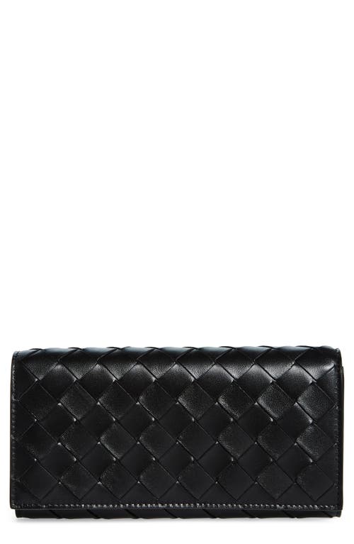 Shop Bottega Veneta Large Intrecciato Leather Continental Wallet In Black/gold