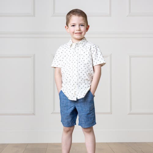 Hope & Henry Boys' Organic Short Sleeve Jersey Button Down Shirt, Kids Provence Ditsy Floral at Nordstrom,