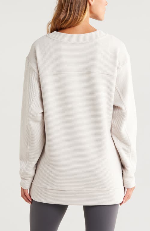 Shop Zella Kick Back Ottoman Knit Sweatshirt In Grey Moonbeam