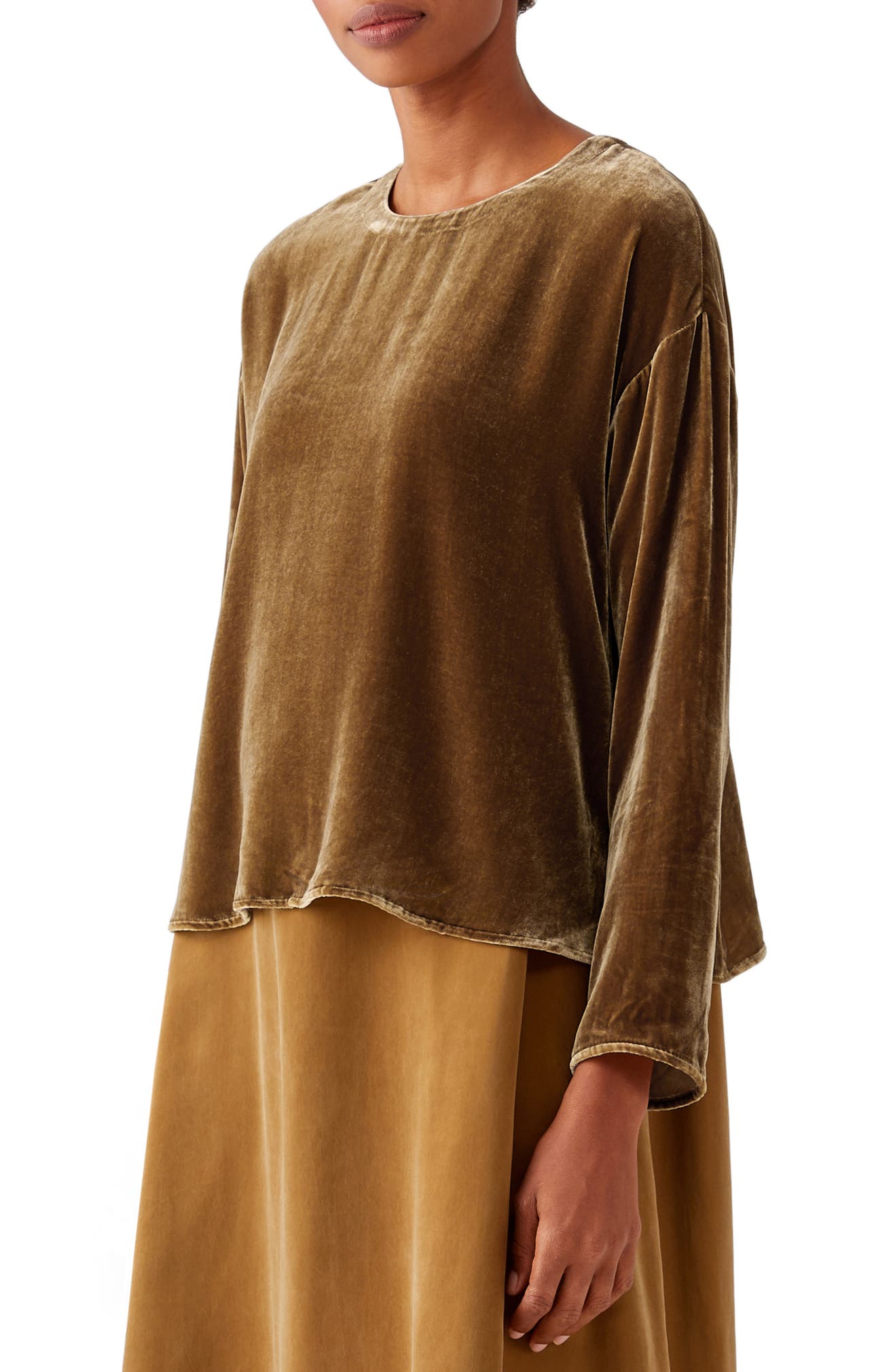 EILEEN FISHER Velvet Box Top, Main, color, HAZEL