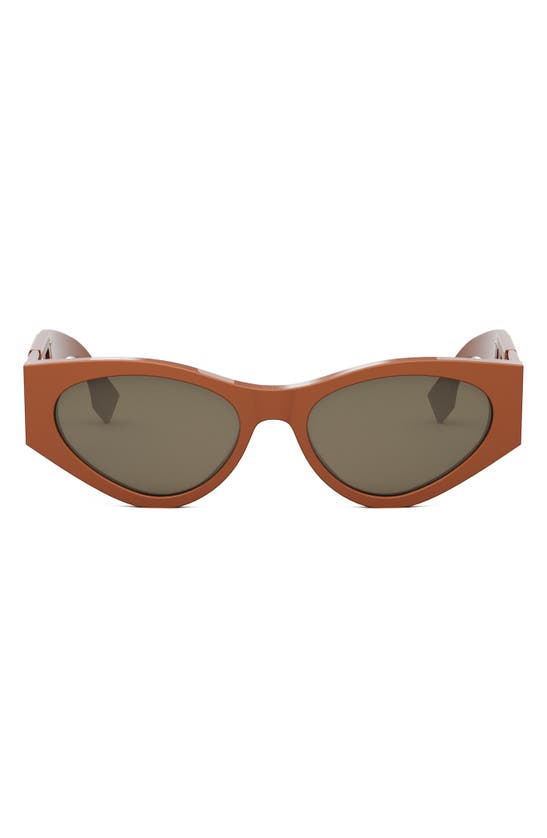 Shop Fendi The  O'lock 54mm Cat Eye Sunglasses In Dark Brown/ Other / Brown