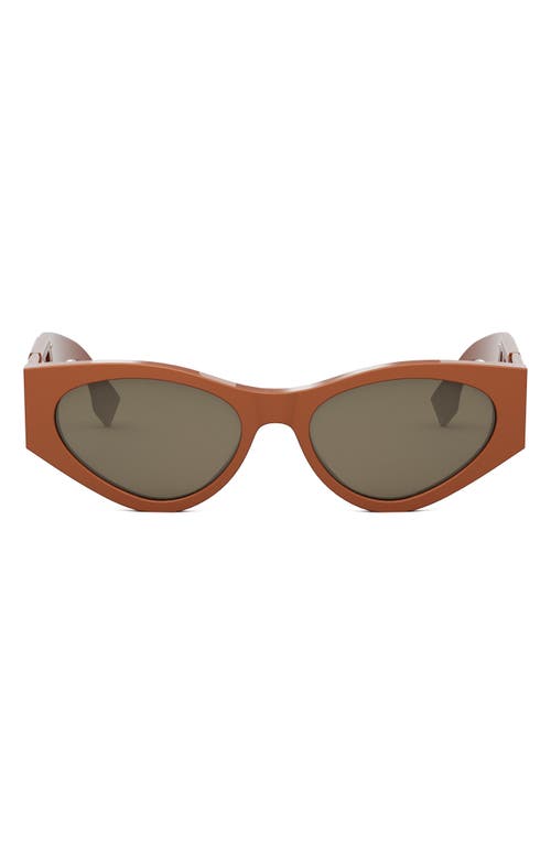 'Fendi O'Lock 54mm Cat Eye Sunglasses in Dark Brown/Other /Brown at Nordstrom
