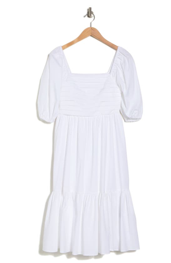 Nanette Lepore Amber Puff Sleeve Tiered Dress In Brilliant White