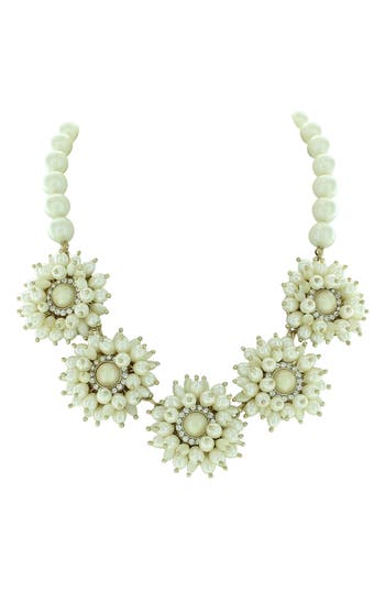 Olivia Welles Flower Statement Making Necklace In Gold/cream