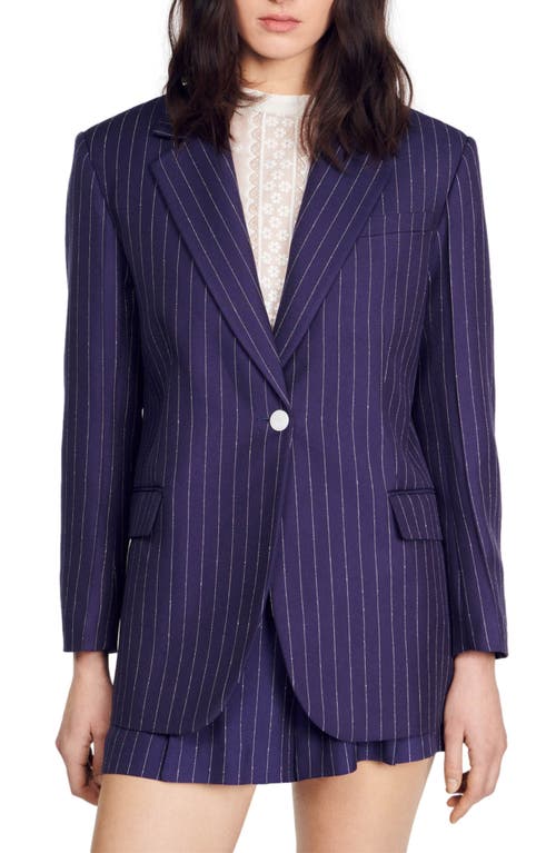 Marine Pinstripe Blazer in Deep Blu