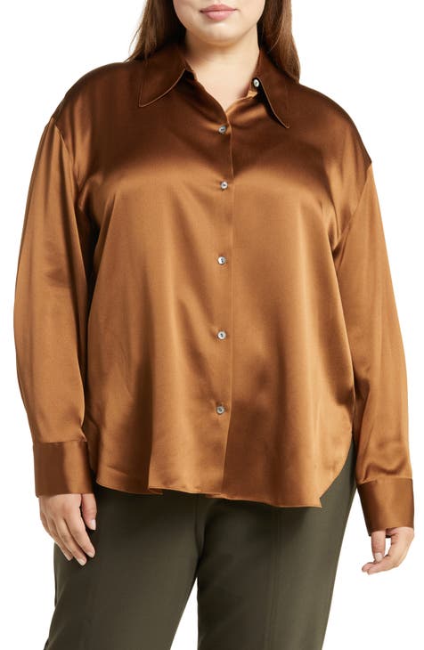 100% Silk Plus-Size Tops for Women