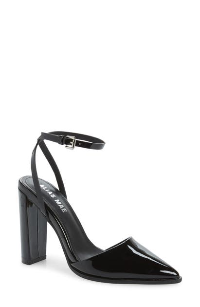 Click to view more detailed imagery on our partner's website Alias Mae Layton Ankle Strap Pump In Black Patent Leather