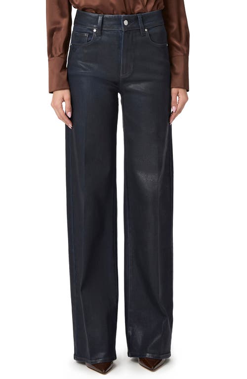 Shop Paige Sasha Coated High Waist Wide Leg Jeans In Glazed Indigo Coating