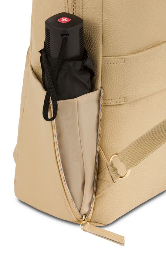 Shop Swissgear 9901 Faux Leather Laptop Backpack In Cream