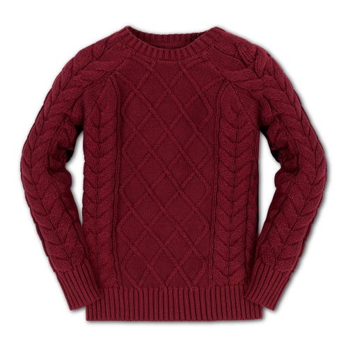 Hope & Henry Baby Boys' Organic Raglan Fisherman Sweater, Infant In Oxblood Fisherman