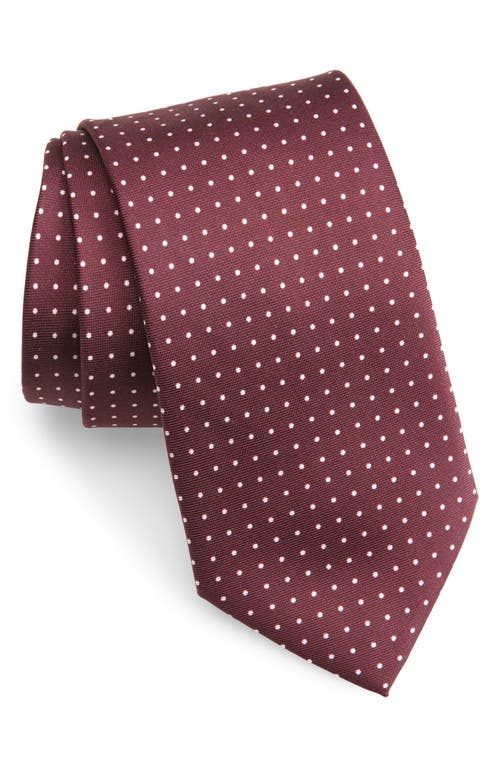 Clifton Wilson Polka Dot Silk Tie In Maroon