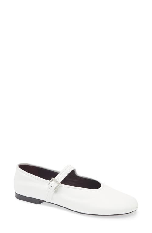 The Row Ava Square-toe Leather Mary Jane Flats In Optic White