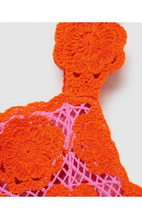 Shop Mango Floral Crochet Minidress In Orange