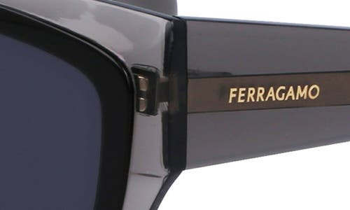 Shop Ferragamo Classic Logo 53mm Cat Eye Sunglasses In Transparent Grey/black