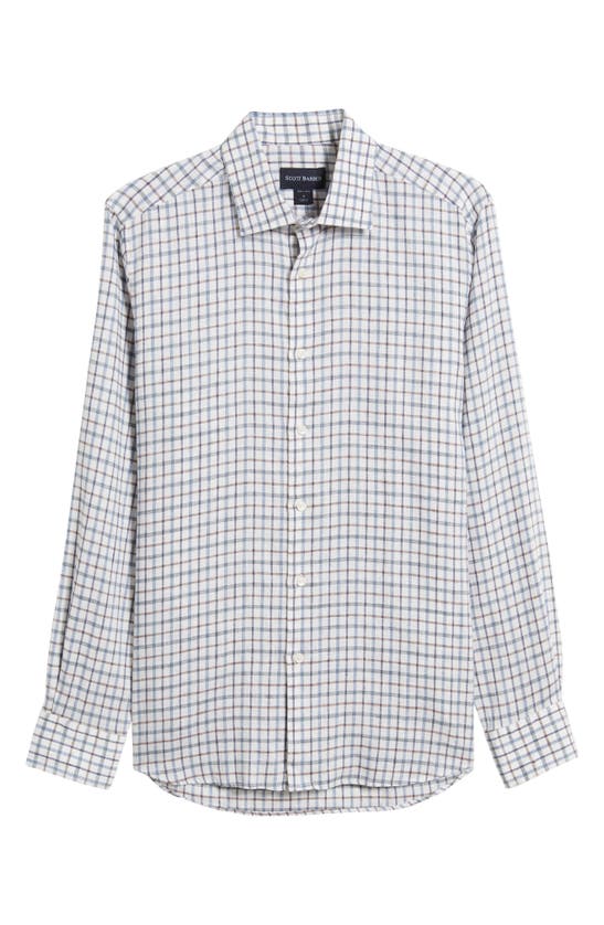 Shop Scott Barber Tattersall Check Linen Twill Button-up Shirt In Dusk