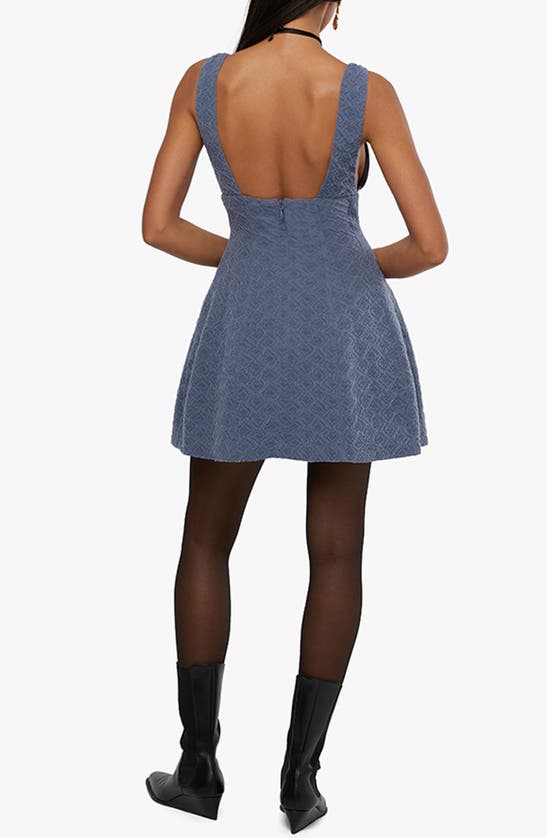 Shop Weworewhat We Wore What Plunge Jacquard Minidress In Grey Blue