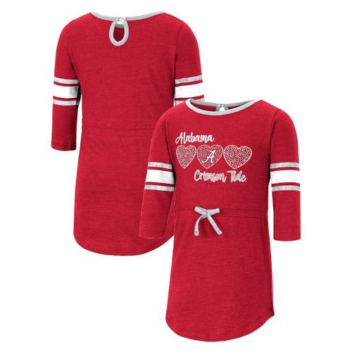 Girls Toddler Colosseum Heathered Crimson Alabama Crimson Tide Poppin Sleeve Stripe Dress