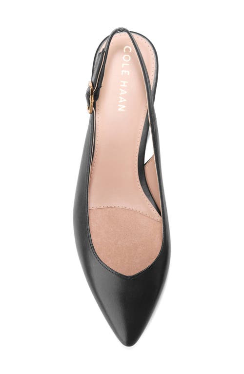 Cole Haan Marlah T-strap Pointed Toe Ballet Flat In Black Leather