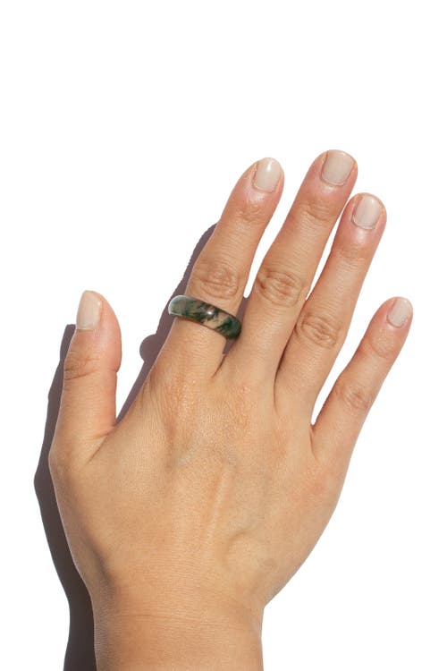 Seree Seaweed Green Jade Stone Ring In Green