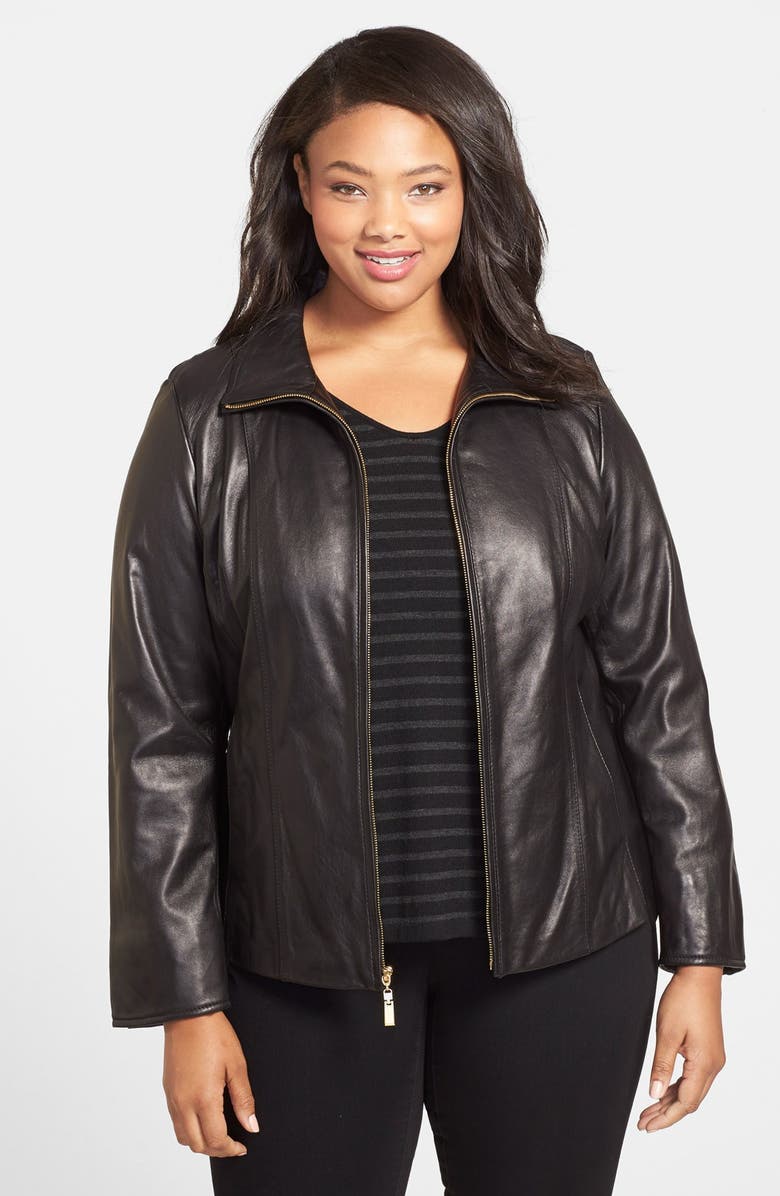 Ellen Tracy Leather Scuba Jacket (Plus Size) | Nordstrom