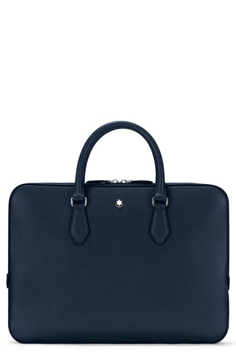 blue leather briefcase