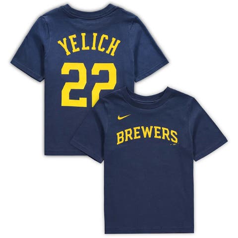 Youth Nike Christian Yelich Powder Blue Milwaukee Brewers 2022 City Connect  Name & Number T-Shirt