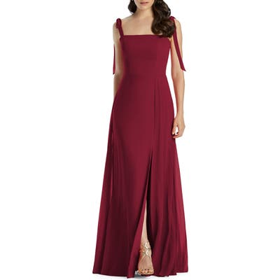 Dessy Collection Shoulder Tie Chiffon Evening Dress