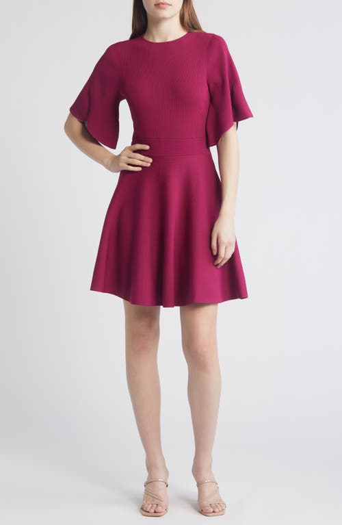 Olivia Rib Fit & Flare Dress in Purple