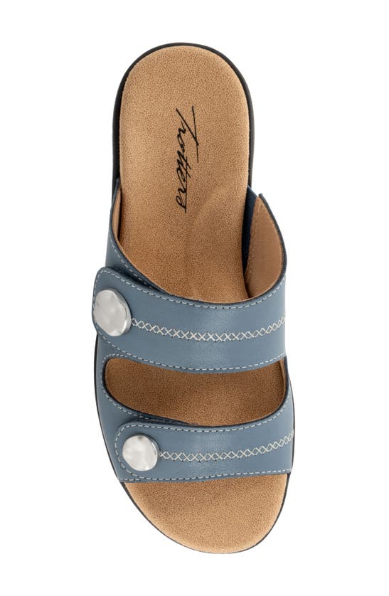 Trotters Ruthie Stitch Slide Sandal In Dusty Blue