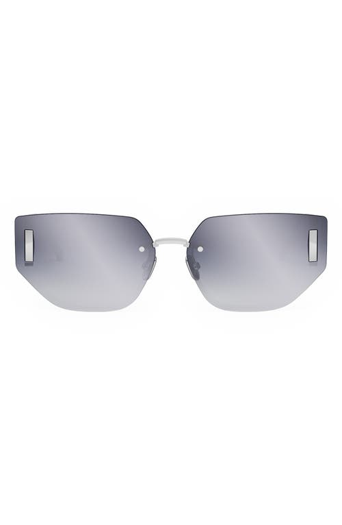 Dior 30montaigne B3u 65mm Gradient Oversize Butterfly Sunglasses In Shiny Palladium/smoke Mirror