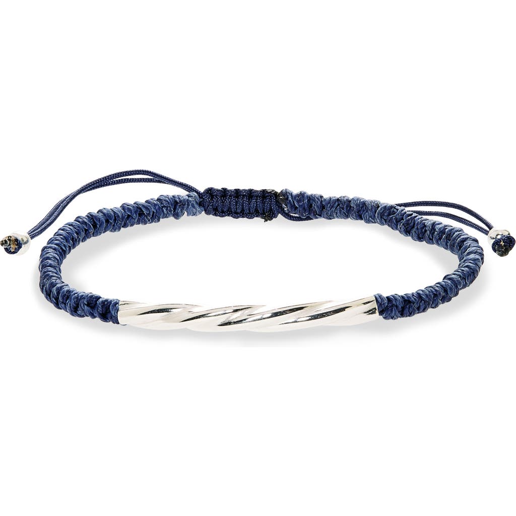 Caputo & Co Twisted Tube Macramé Slider Bracelet In Blue