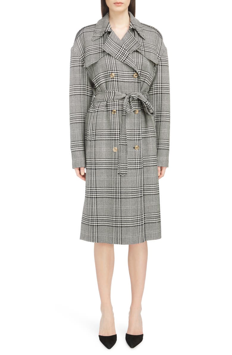 Magda Butrym Checked Double Breasted Wool Coat, Main, color, 