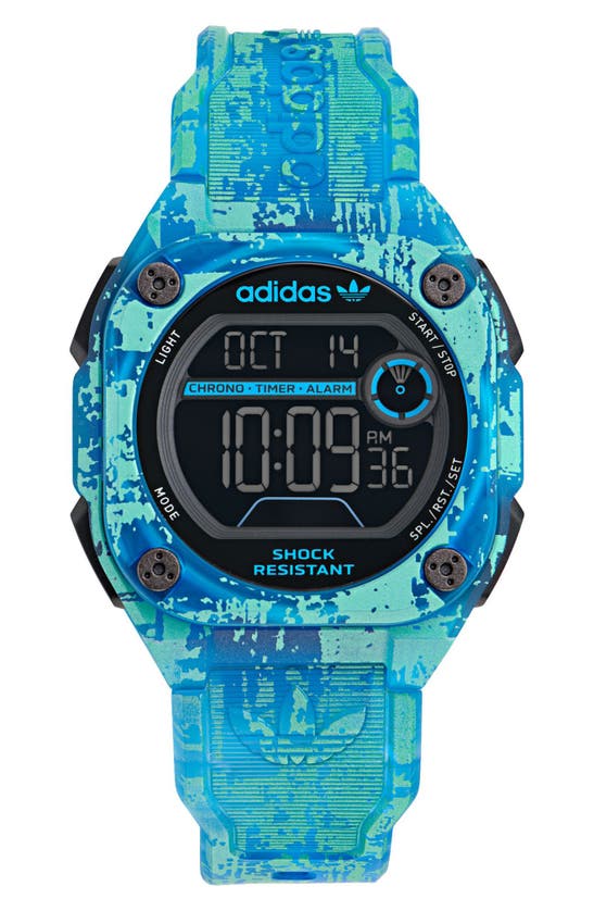 Shop Adidas Originals Ao Street Translucent Resin Strap Watch In Blue