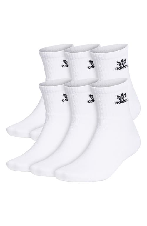 Trefoil 6-Pack Quarter Socks in White