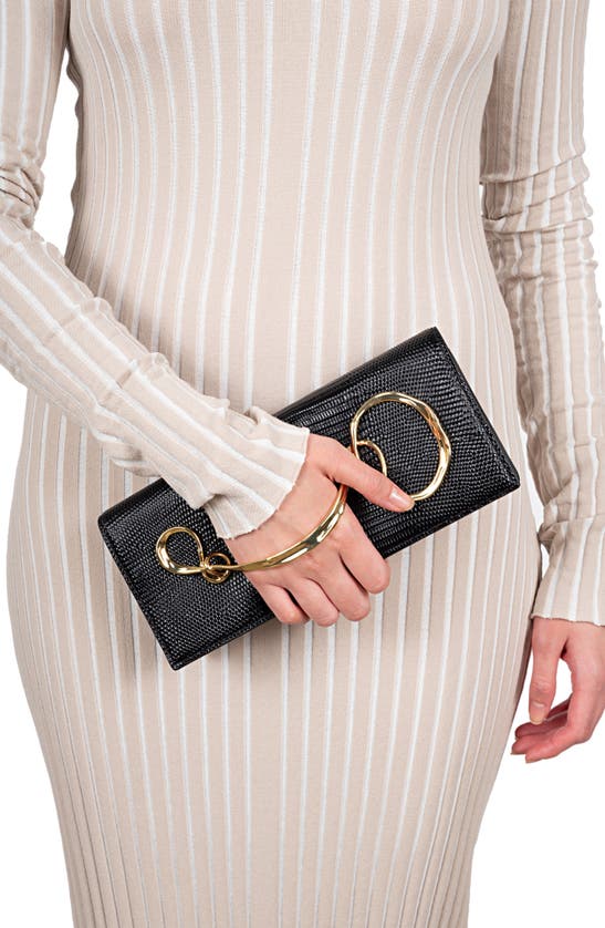 ALEXIS BITTAR ALEXIS BITTAR TWISTED SIDE HANDLE LEATHER CLUTCH