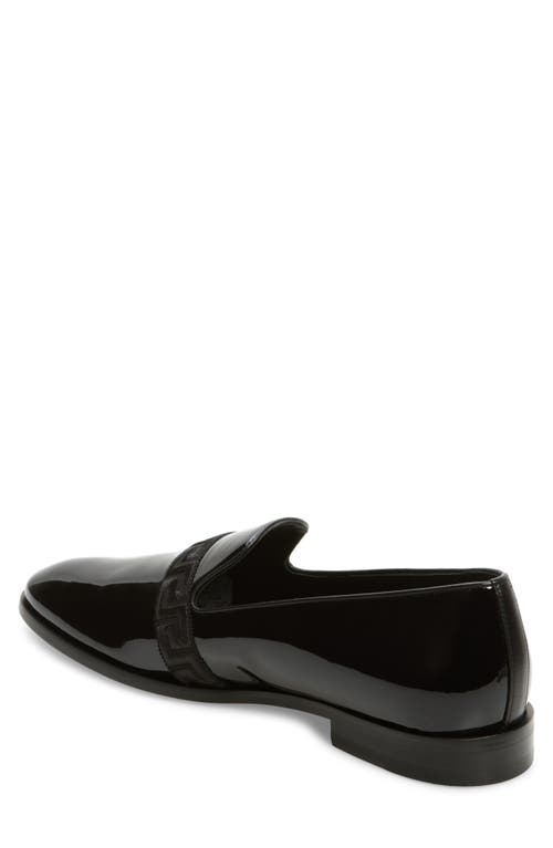 Shop Versace Greca Patent Leather Slipper In Black