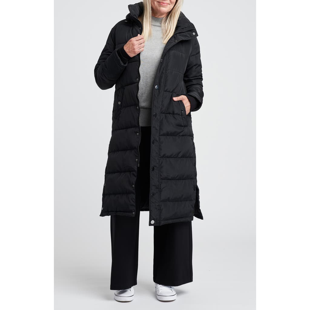 Universal Standard Everest 2 Hooded Long Puffer Coat In Black