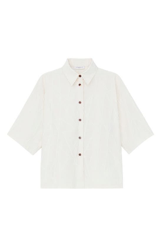 Lafayette 148 Sunburst Fil Coupé Organic Cotton Shirt In Buff | ModeSens