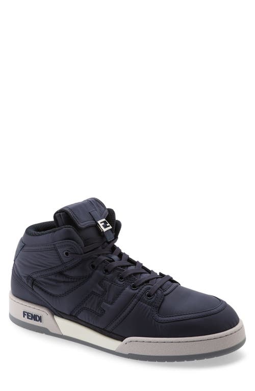 Fendi Match Baquette Pouch High Top Sneaker in Blue/Grey