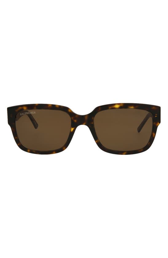 Balenciaga 55mm Rectangle Sunglasses In Havana Havana Brown