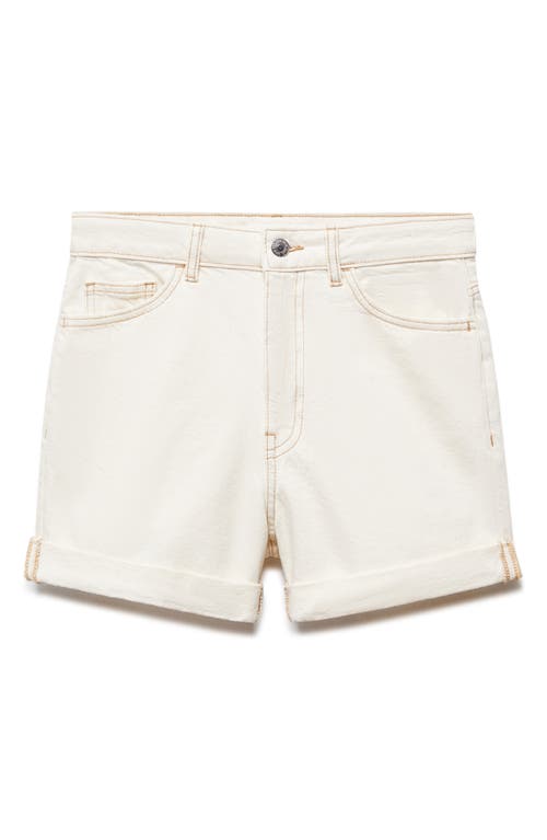 Shop Mango High Waist Denim Shorts In Beige