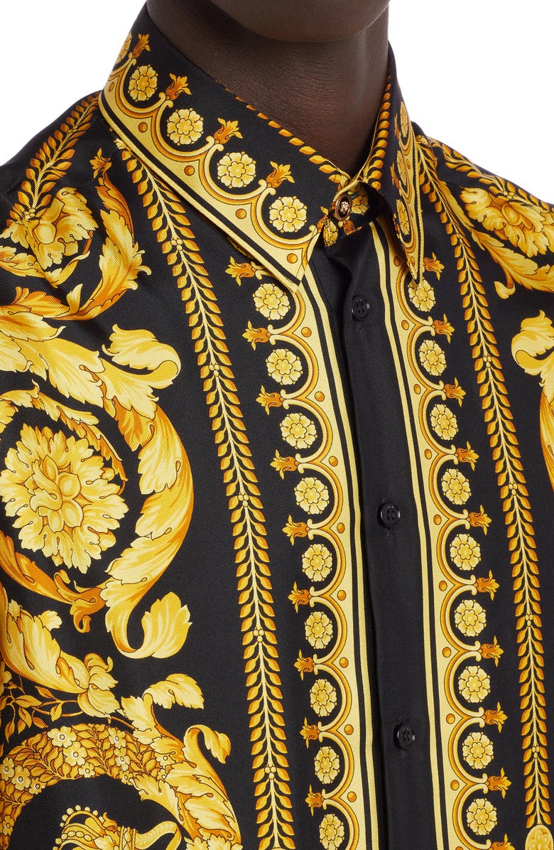 Versace Barocco Silk Button-Up Shirt | Nordstrom