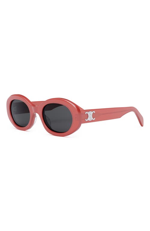 Shop Celine Triomphe 52mm Oval Sunglasses In Shiny Red/smoke