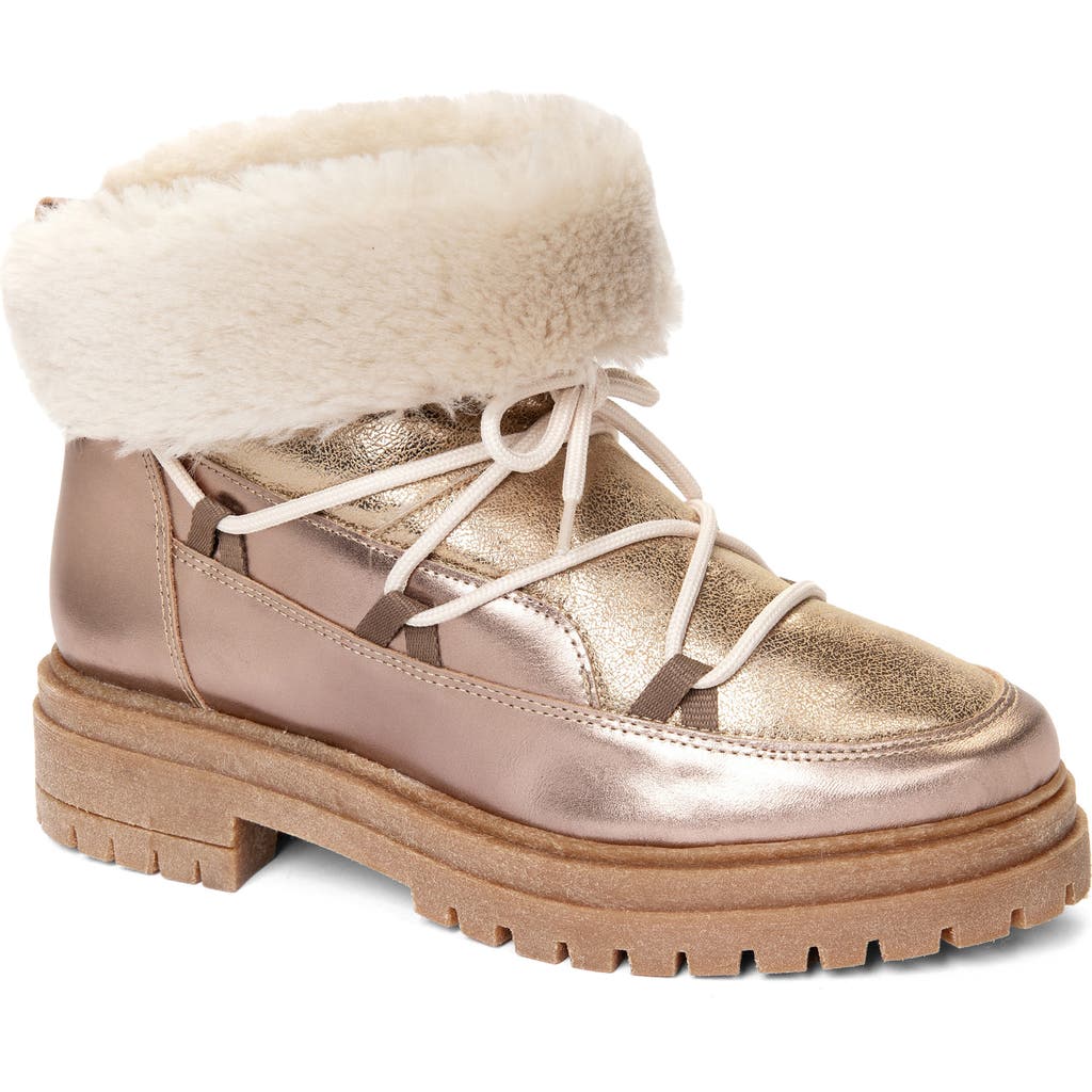 Penelope Chilvers Stornoway Genuine Shearling-lined Metallic Boot In Gold