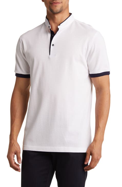 Trim Fit Band Collar Short Sleeve Polo